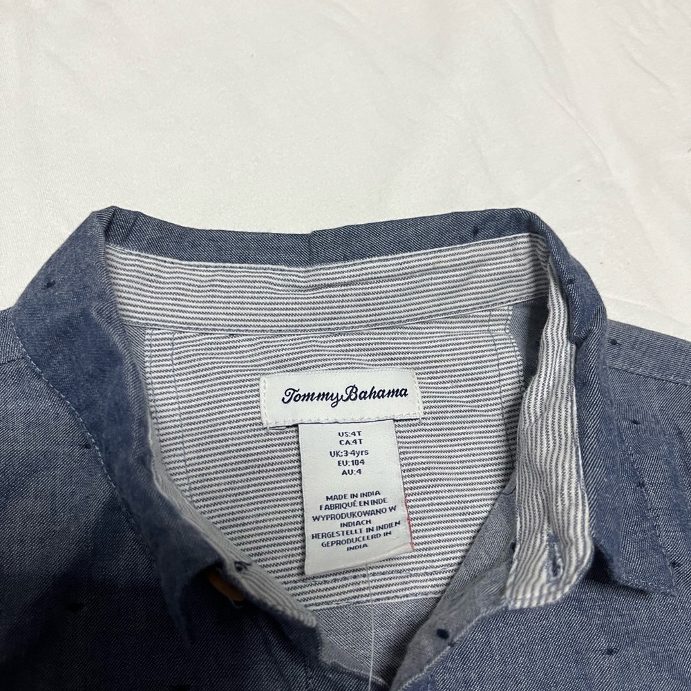 Tommy Bahama Blue Kids Button Down Shirt - Picture 4 of 7